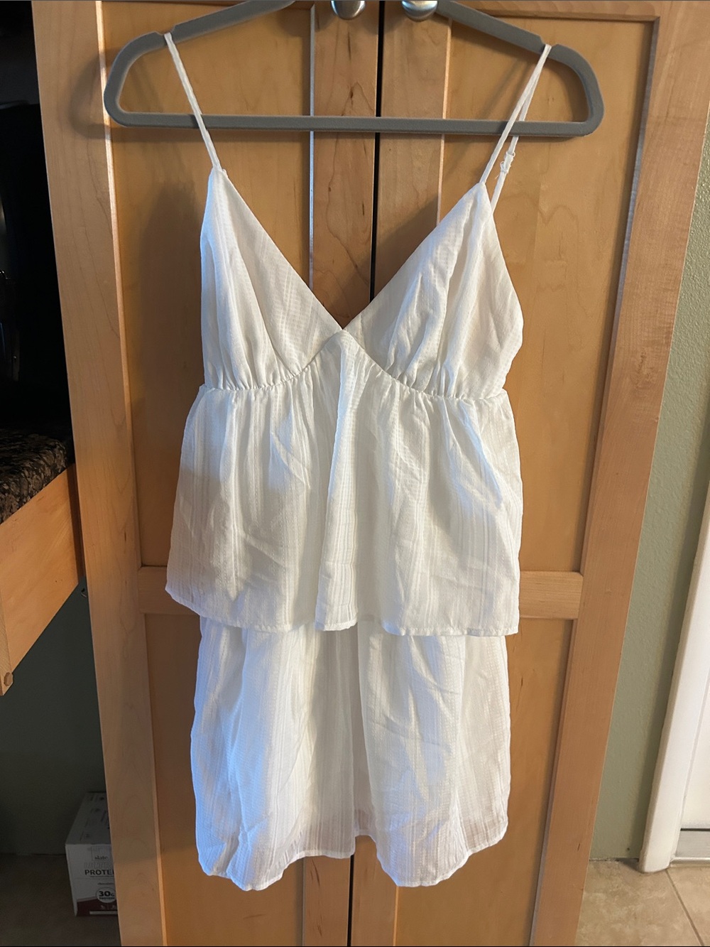 Wahl White Tiered Spaghetti Strap Summer Dress